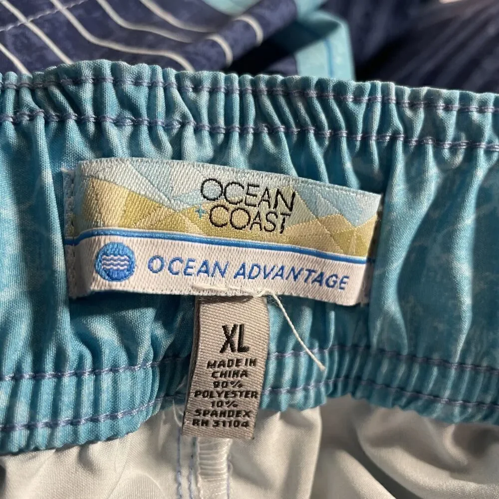 Ocean Coast Swim Trunks Board Shorts Mens XL Blue Stretch Ocean Advantage